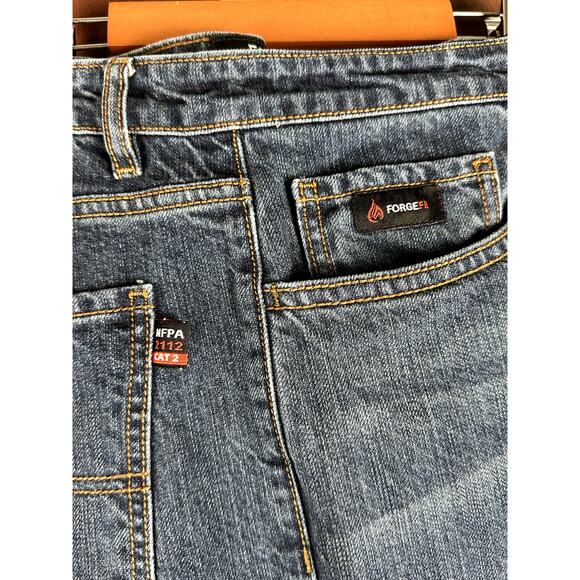 Forge FR Fire Resistant Work Denim Pants‎ Cross Hatch Bootcut Relaxed Fit 36x30 - Picture 2 of 10